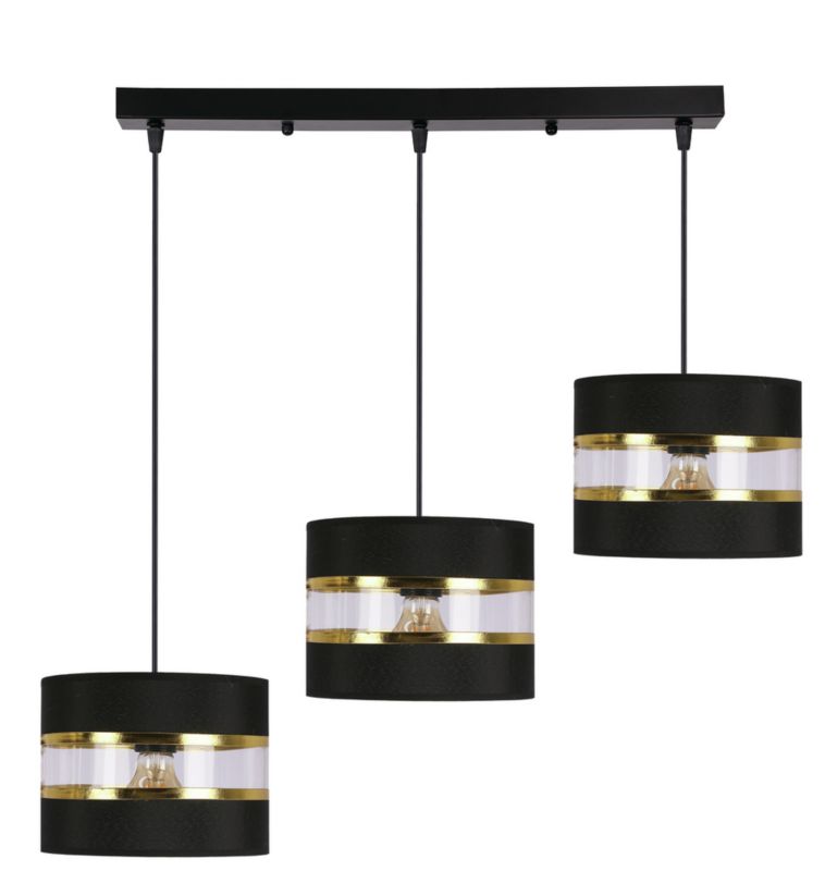 Lampa sufitowa abażury ze złotym detalem Candellux Pandy czarno-złota 3xE27x40W IP20 wym:100x75x20cm - 1 szt.