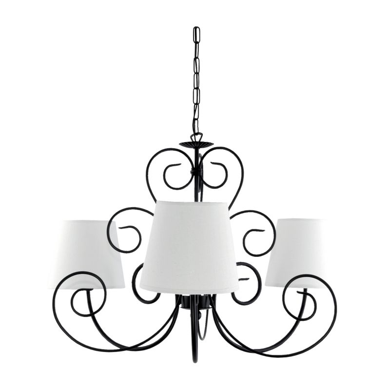 Lampa wisząca EDYLIT żyrandol 3xE27 czarna białe stożkowe abażury glamour MORENA 10-352 1 szt.
