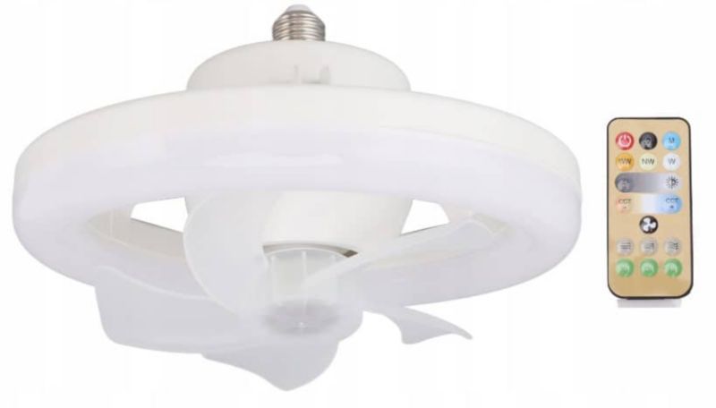 2w1 wiatrak Mimport żarówka wentylator sufitowy z lampą led + pilot e27 1szt.