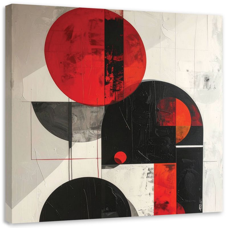 Obraz do salonu sypialni biura Feeby Abstrakcja koła geometryczne czerwony czarny 40x40cm 1szt
