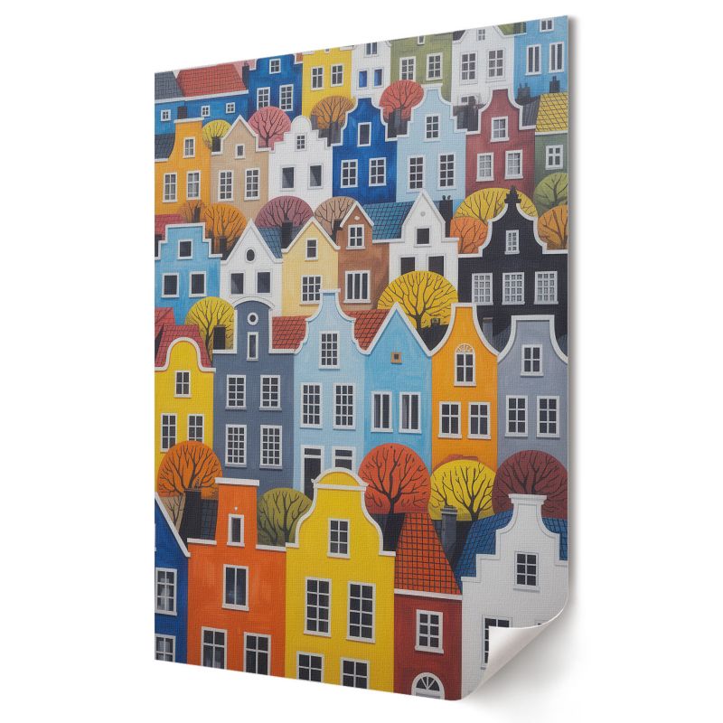 Plakat Wallfluent Format A3 Kolorowe kamienice Artysta Julien "Phase" Moreau 1 szt.