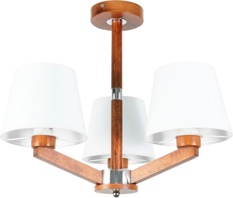 Lampa wisząca EDYLIT drewniana antyk białe stożkowe abażury BARON 10-382 1 szt.