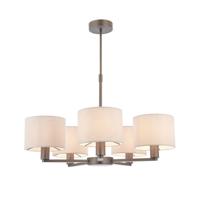 Lampa sufitowa lniane abażury Endon DALEY antyczny brąz 5xE14x15W IP20 - 1 szt