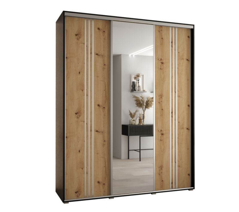 Szafa przesuwna Abiks DAVOS 7 wysoka szer.200cm gł.60cm czarny/artisan/srebrny 1szt.