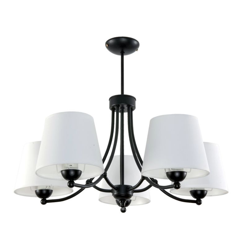 Lampa wisząca EDYLIT żyrandol 5xE27 białe stożkowe abażury loft do salonu AUGUSTO 11-670 1 szt.