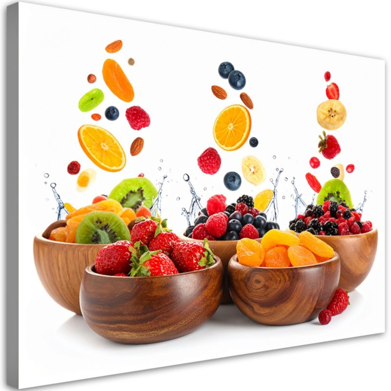 Obraz do kuchni jadalni baru Feeby Kolorowe owoce w miskach 120x80cm 1szt