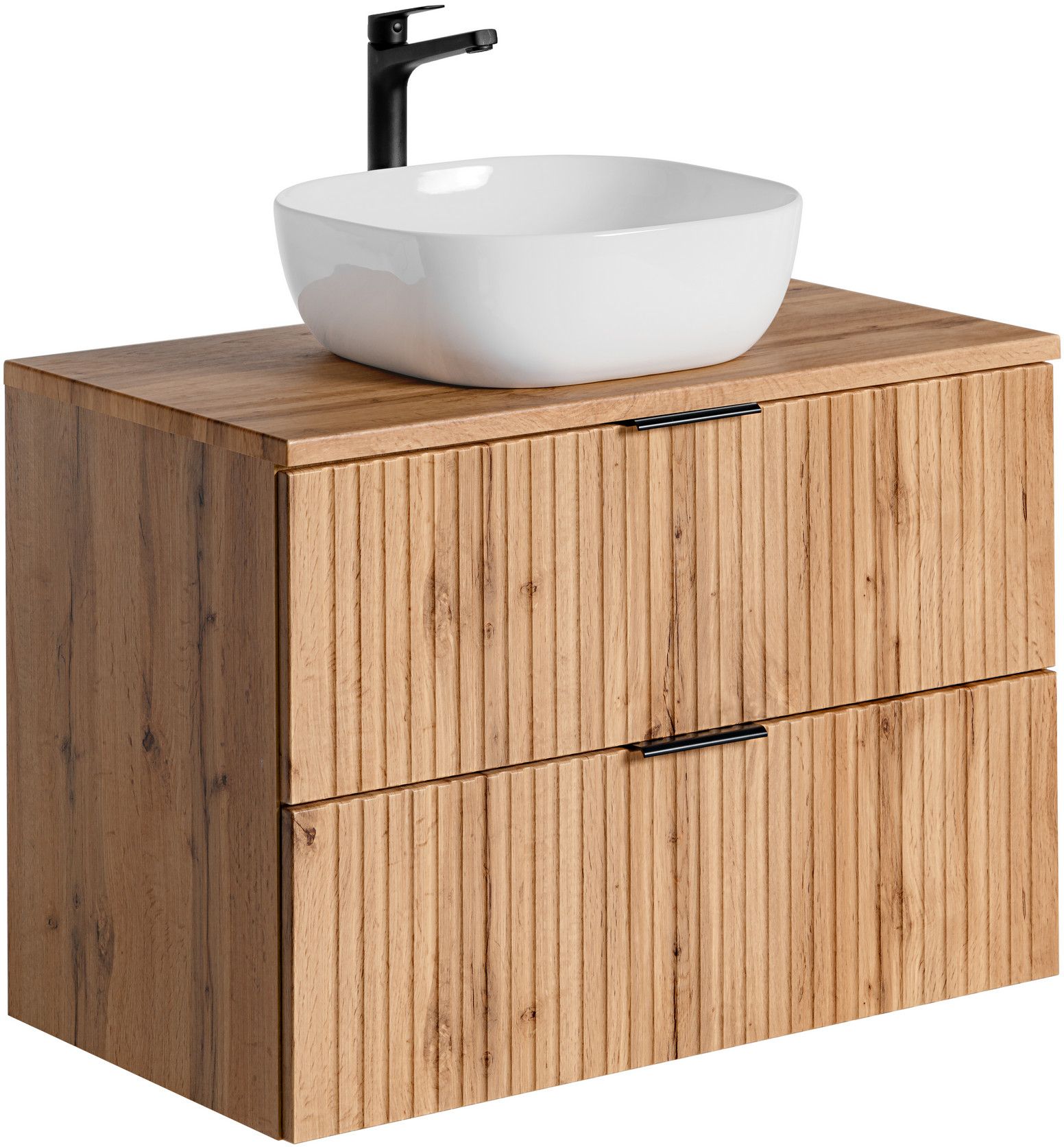 Darmowa Dostawa - Umywalka z szafką i blatem 80 cm dąb Comad Adel Oak SETADOB80CMSMILE40