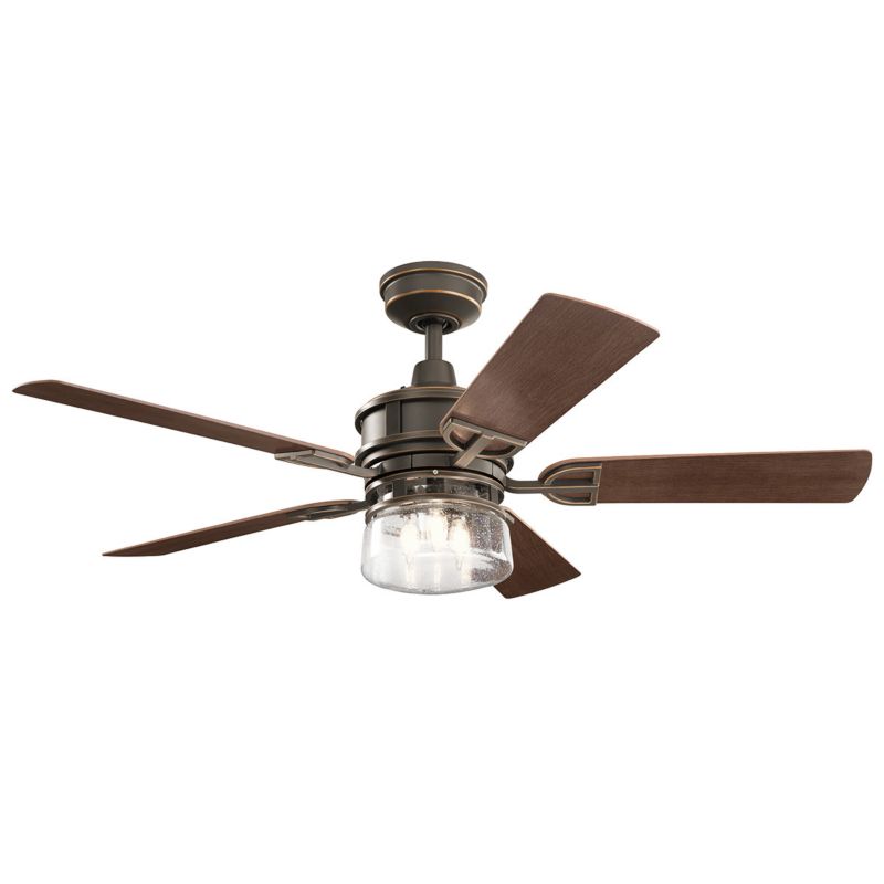 Wentylator sufitowy z lampą Kichler Lyndon Patio brązowo-orzechowy Pilot 3 x E27 x 8W IP23 wym: 48 x 132 x 132 cm - 1 szt.