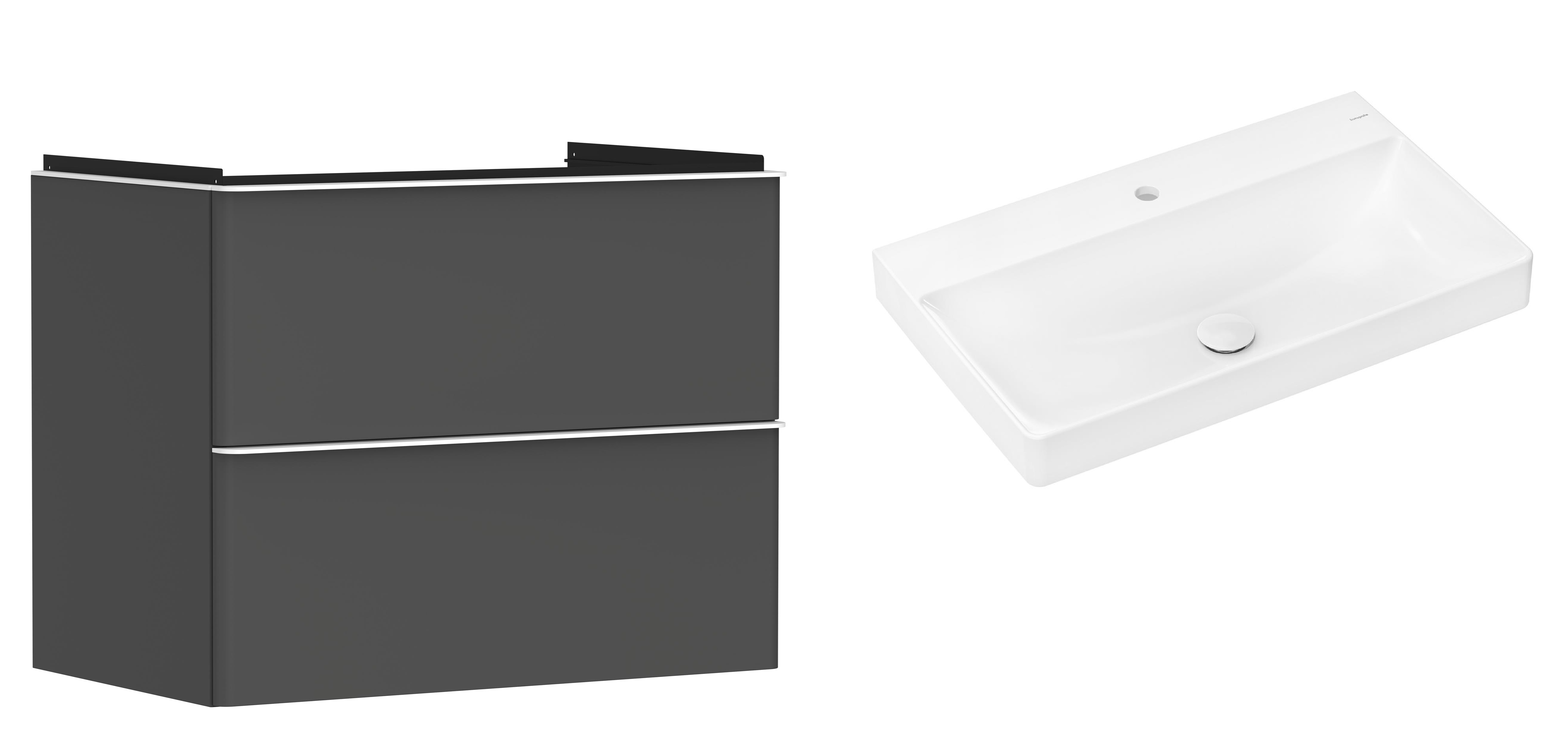 Darmowa Dostawa - Umywalka z szafką 80 cm białą Hansgrohe Xelu Q abset9870