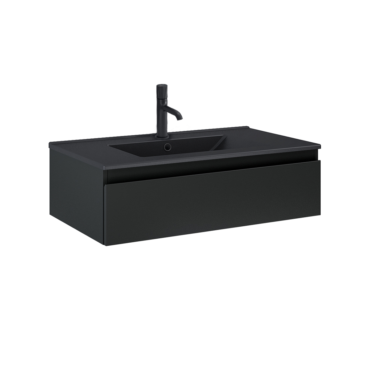 Darmowa Dostawa - Umywalka z szafką 80 cm czarną Oltens Vernal 68007300