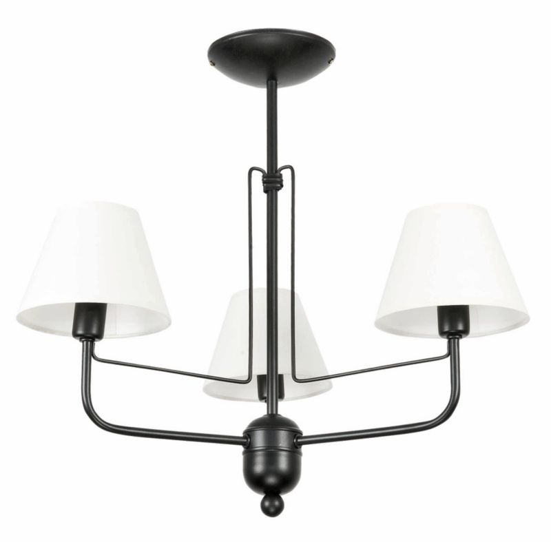 Lampa sufitowa EDYLIT żyrandol loft 3xE27 białe stożkowe abażury czarna ERIS 7-862 1 szt.