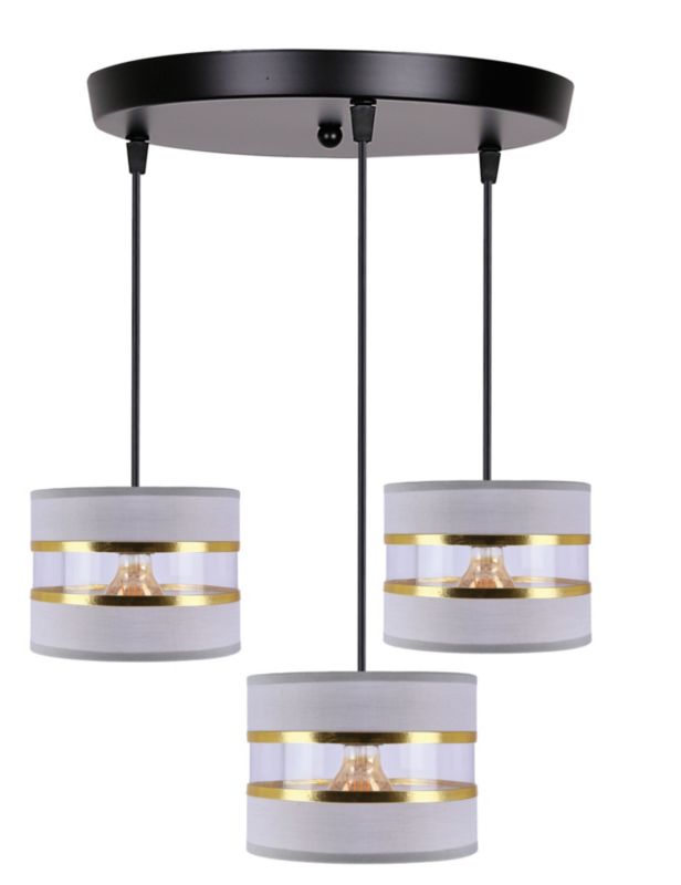 Lampa sufitowa szaro-z kite abażury Candellux Pandy czarno-szaro-złota 3xE27x40W IP20 wym:100x45x45cm - 1 szt.