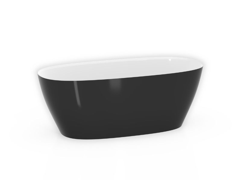 Wanna wolnostojąca Sink Quality czarno-biała 165x75 z syfonem chrom 1 szt.