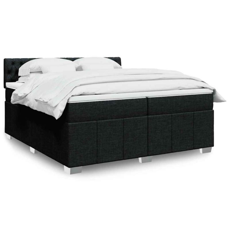 Łóżko z materacem WaszeMeble 200x200 cm Czarny tkanina z LED WM-3289484 1 szt.