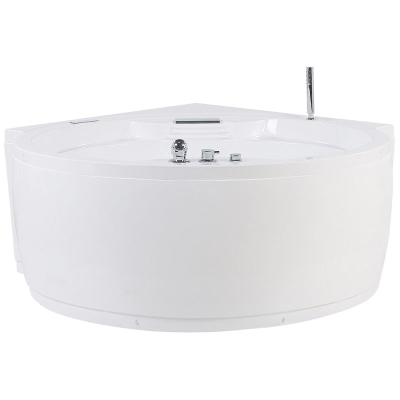 Wanna narożna z hydromasażem LED Milano Wbudowany głośnik Bluetooth 181 x 150 cm Biały 1 szt.