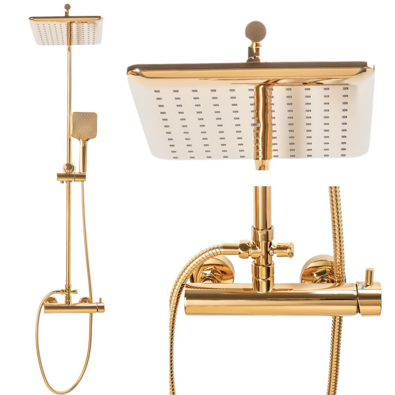 Zestaw prysznicowy BODO Yoka Home złoty z baterią i deszczownicą 23x23 cm - 1 szt.