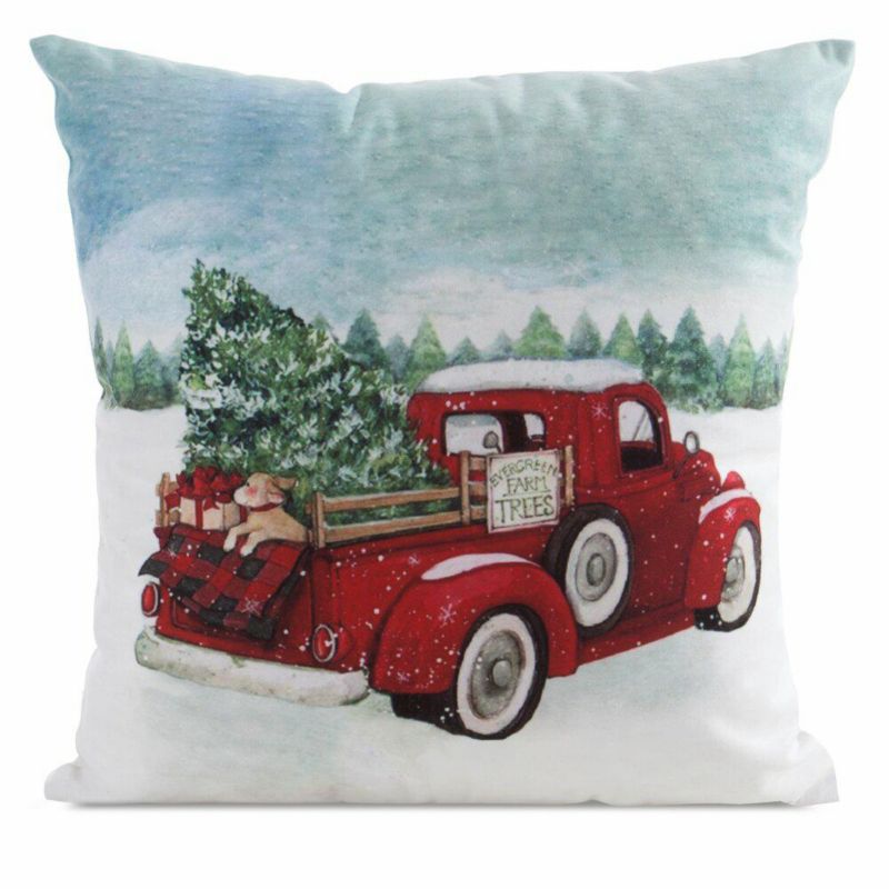 Poszewka 206 Eurofirany Świąteczna na poduszki 45x45 cm Auto Biała 1 szt.