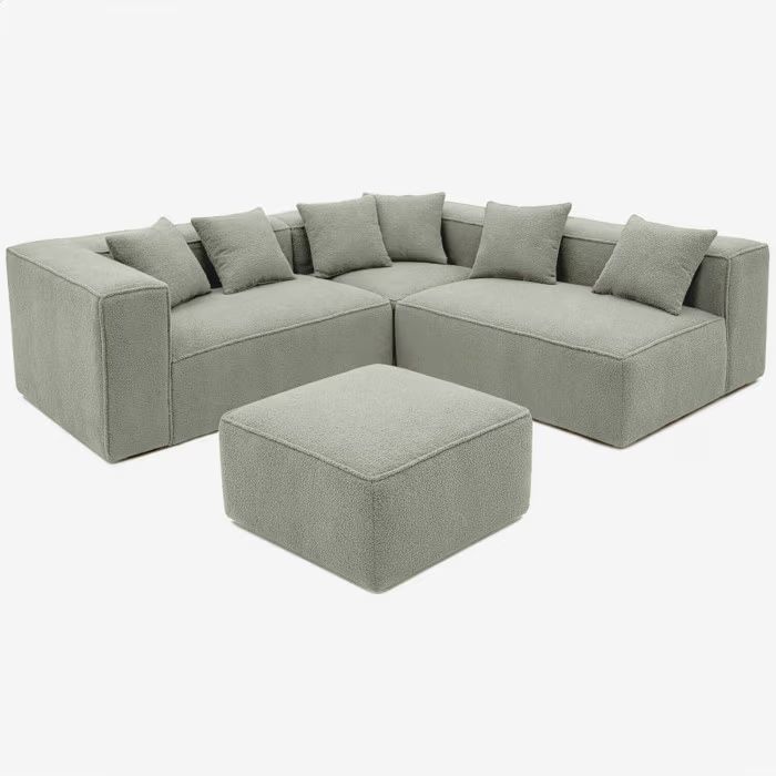 Narożnik Modułowy Boucle Nowoczesny Duży Kanapa Do Salonu Szary CERIO