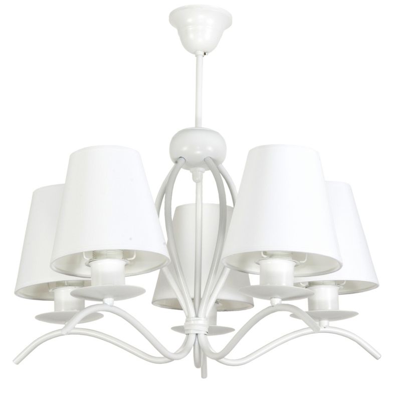 Lampa wisząca EDYLIT vintage białe abażury 5xE27 sufitowa RAMONA BIANCO 12-330 1 szt.