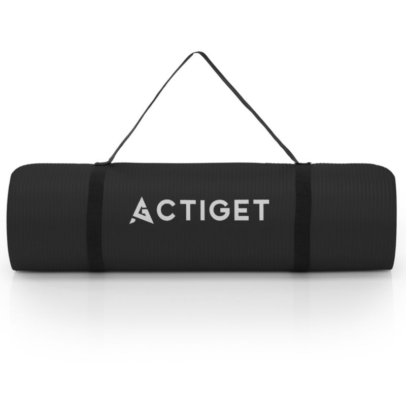 Mata Actiget do jogi, ćwiczeń fitness antypoślizgowa 183x61 cm materac do pilates, czarny 1 szt.