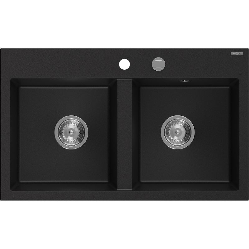 Zlewozmywak wpuszczany Mexen Hektor 2-komorowy czarny nakrapiany 800x490 mm - 6521802000-76-B 1 szt.
