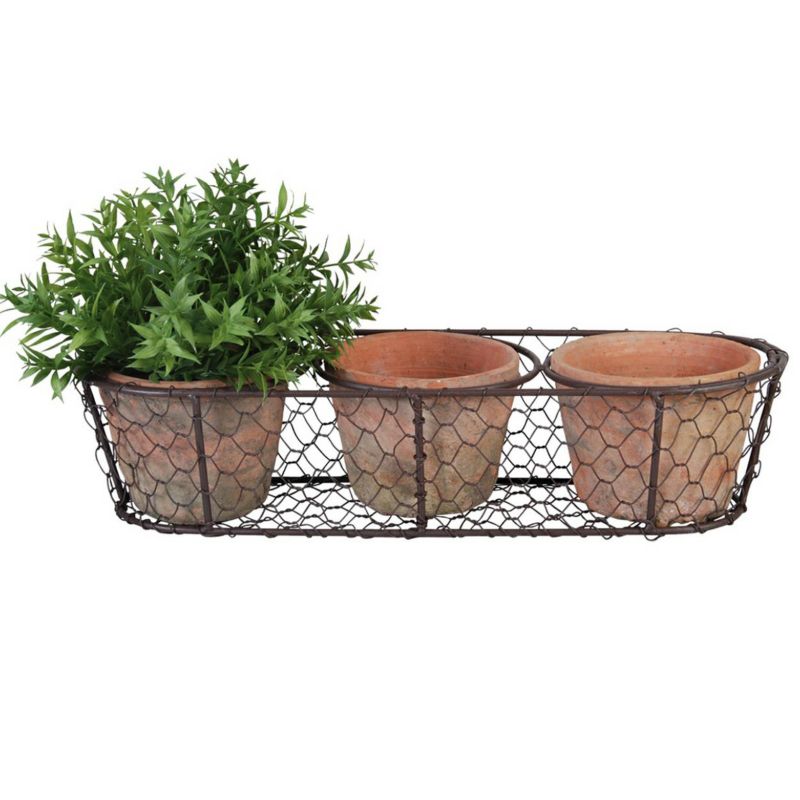 Rustykalne donice Esschert Design pomarańczowe z terakoty 3 szt.