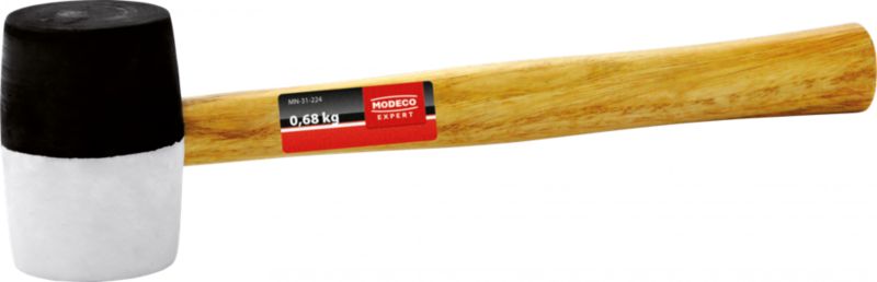 Młotek gumowy Modeco Expert 0,68kg trzonek drewniany biało-czarny - etykieta - 1 szt.
