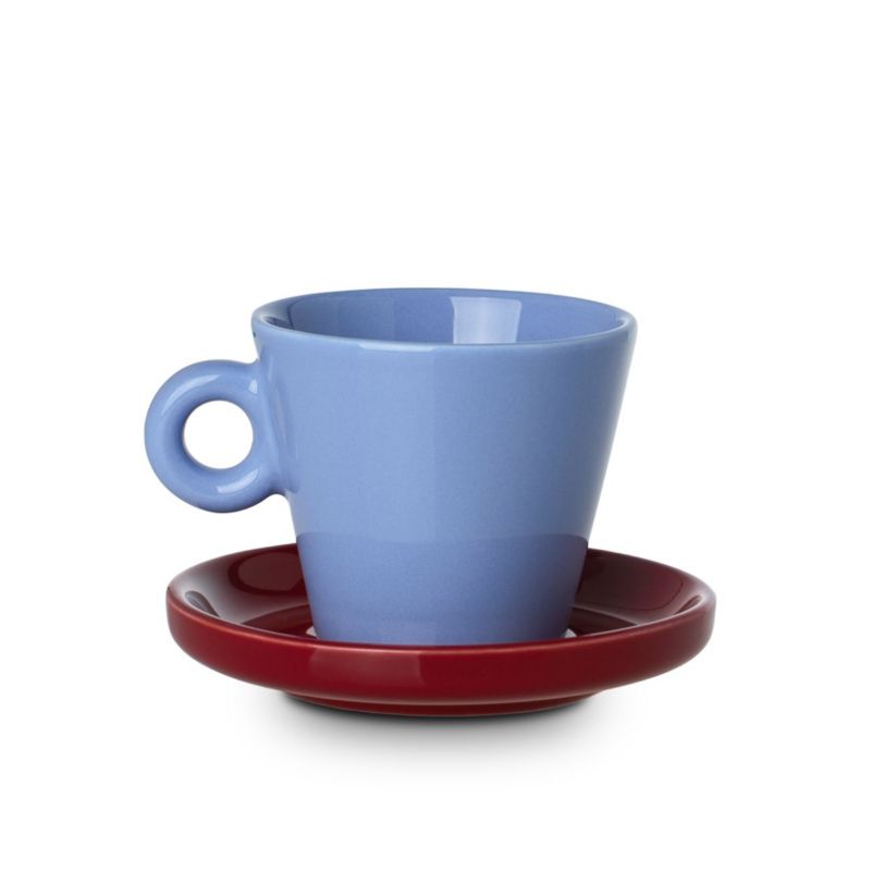 Filiżanka do espresso Echo Estia 100 ml niebieska z czerwonym spodkiem 1 szt.