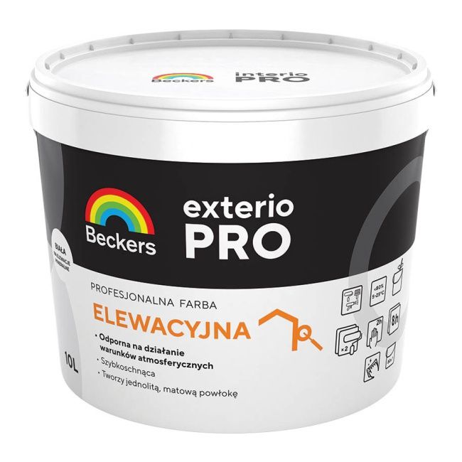 Farba elewacyjna Beckers Exterio Pro biała 10 l