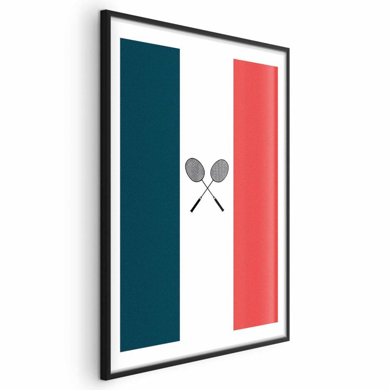 Plakat Artgeist Francja i badminton 29,7x42 cm z ramą czarną 1 szt
