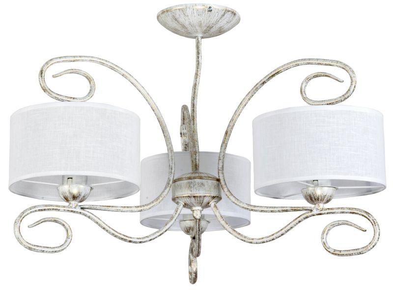 Lampa wisząca żyrandol EDYLIT vintage białe abażury 3xE27 IRMA BIANCO II 12-232 1 szt.