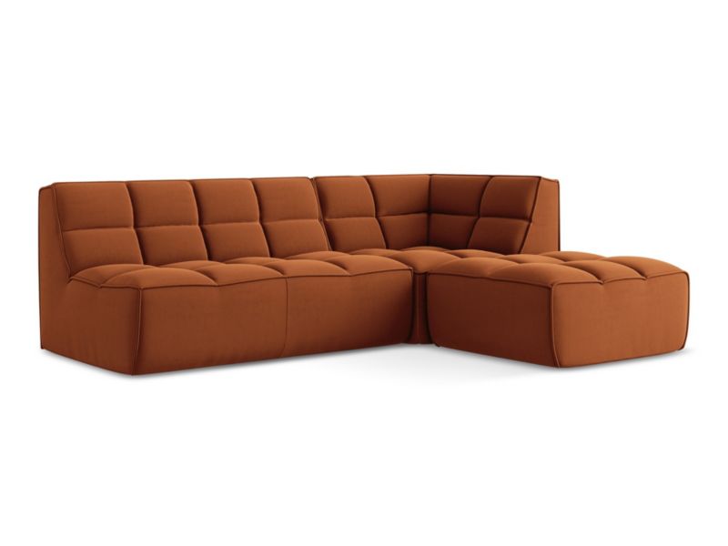 Modułowy narożnik uniwersalny LaMiaSofa BELLUNO z tkaniny welwetowej 258x178 cm terakota 1 szt.