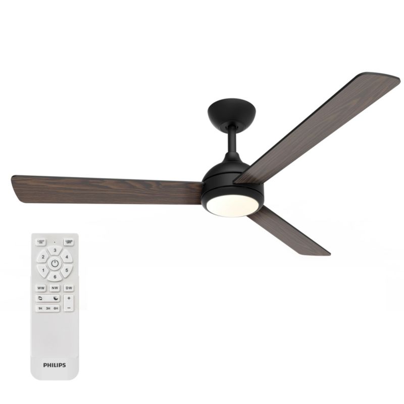 Lampowentylator Philips Civx 35W 132cm Lampa Sufitowa Wentylator sufitowy 24W 2500lm CCT Czarny Drewno z Pilotem 1 szt.