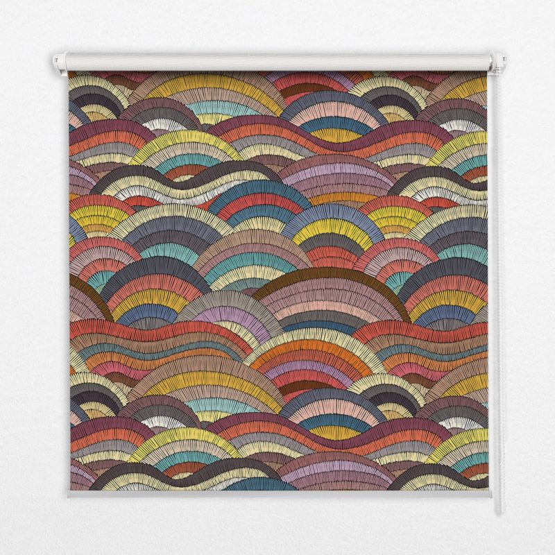 Roleta Wzorzysta Tulup 130x140 cm Fale I Półokręgi Montaż do ściany/sufitu 1 szt.