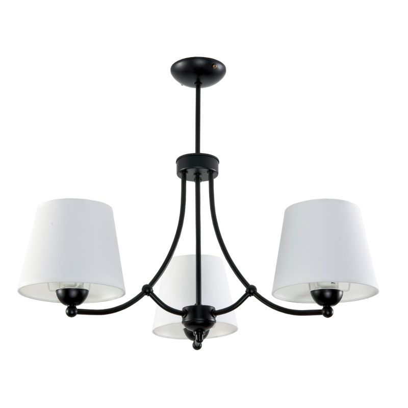 Lampa wisząca EDYLIT żyrandol 3xE27 czarna białe stożkowe abażury loft do salonu AUGUSTO 11-672 1 szt.
