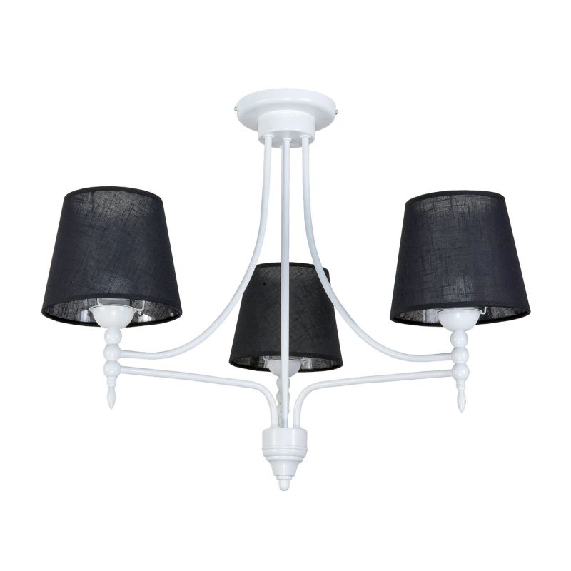 Lampa wisząca EDYLIT vintage biała czarne abażury 3xE27 sufitowa NUK 14-692 1 szt.