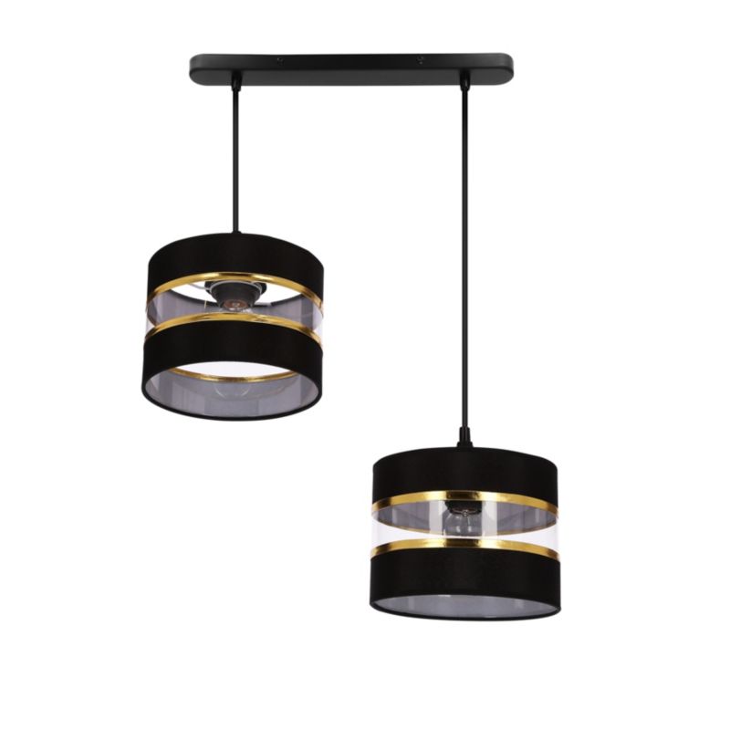 Lampa sufitowa abażury ze złotym detalem Candellux Pandy czarno-złota 2xE27x40W IP20 wym:100x55x20cm - 1 szt.