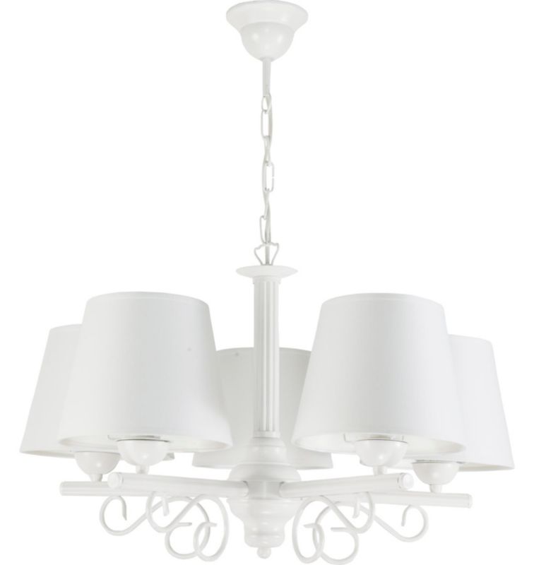 Lampa wisząca żyrandol EDYLIT białe abażury vintage retro do salonu 5xE27 NOMADA 14-750 1 szt.