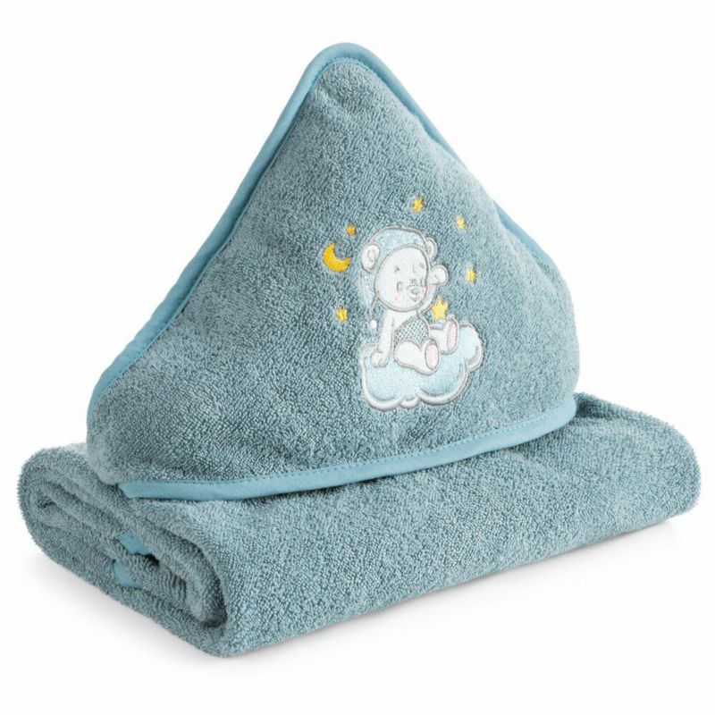 Ręcznik Baby75 Eurofirany 100 x 100 cm niebieski bawełna z kapturem i motywem misia 1 szt.