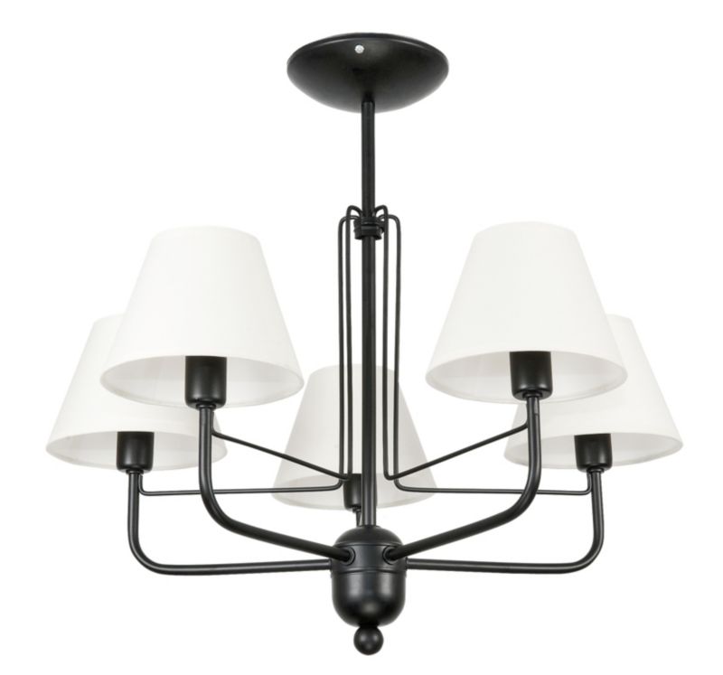 Lampa wisząca EDYLIT żyrandol loft białe abażury czarna nowoczesna 5xE27 ERIS 7-860 1 szt.