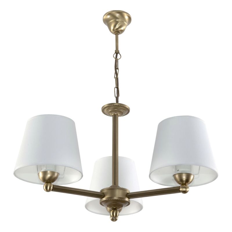 Lampa wisząca sufitowa EDYLIT żyrandol 3xE27 do salonu złota białe abażury glamour GERARDO 11-742 1 szt.