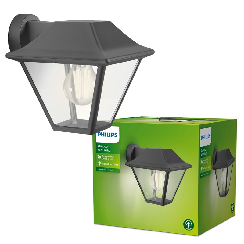 Kinkiet Ogrodowy Alpenglow Philips Lampa Elewacyjna Zewnętrzna Latarnia E27 IP44 Antracyt 1 szt.