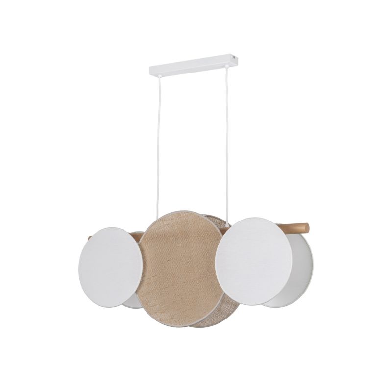 Lampa Wisząca Tk-Lighting Pulse 3 eko natura drewniana belka lniane abażury - 1szt.