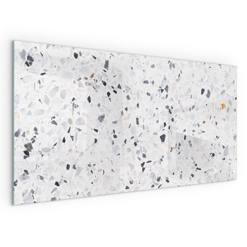 Szyba Ochronna Hartowana Wallfluent 100x50 cm Podkład Szklany pod Kominek Wzór kamienny z drobinkami 1 szt.