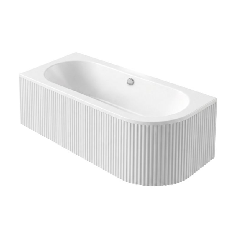 Wanna Narożna Orion Stripe 150 Rea, Biały Lewa, 149,5X75X56cm 1szt