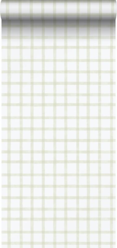 Tapeta Sanders & Sanders sprawdź wzór jasnozielonymIbiałym 53 cm x 10.05 m - 1 rol.