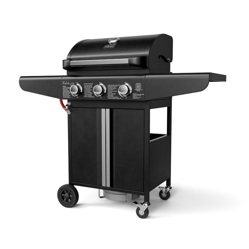 Grill Gazowy Koler Relish V1 Compact Czarny 3 Palniki Nierdzewny 9,6kW + pokrowiec 1 szt.