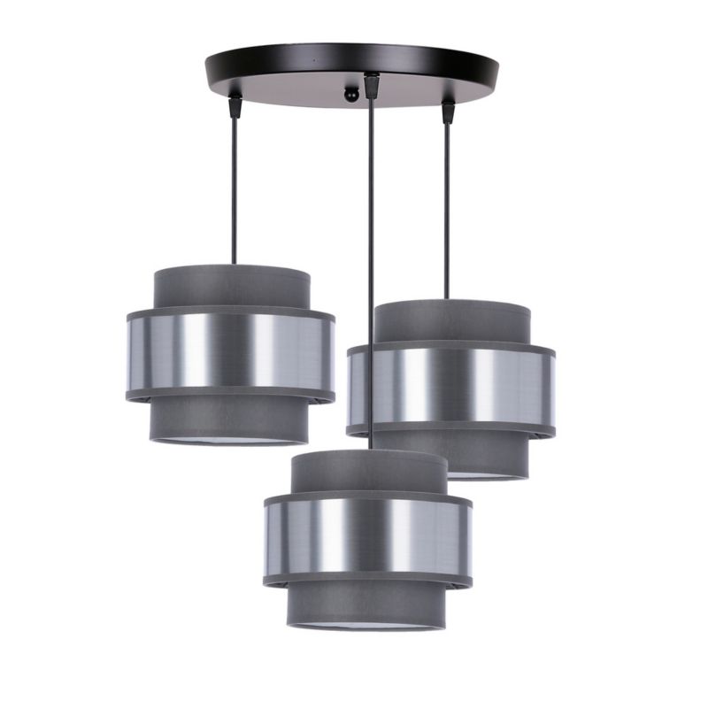 Lampa sufitowa szaro-srebrne abażury Candellux Hare czarna 3xE27x60W IP20 wym:115x45x45cm - 1 szt.