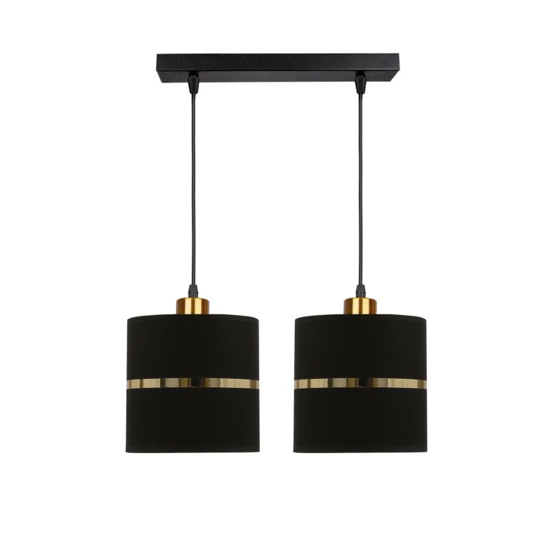 Lampa sufitowa abażury Candellux Assam czarno-złota 2xE27x60W IP20 wym:90x48x15cm - 1 szt.
