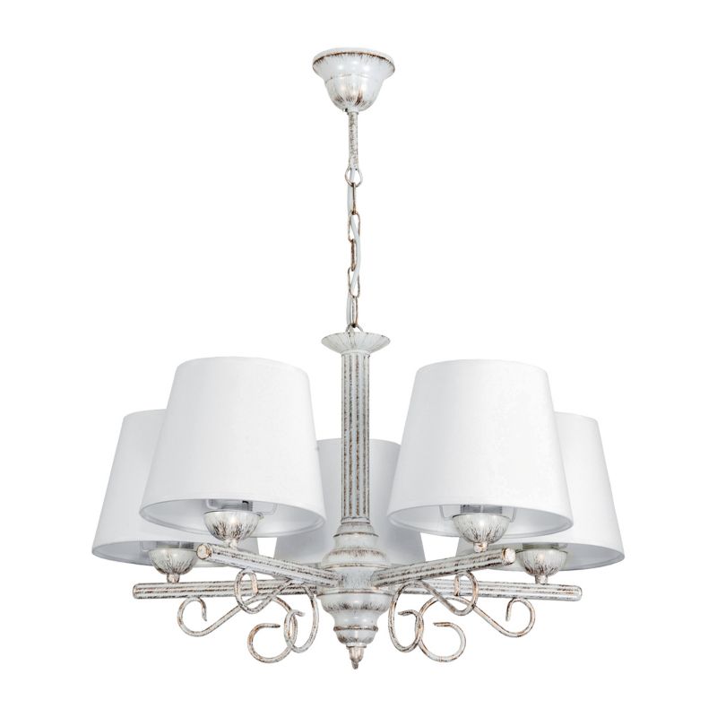 Lampa wisząca EDYLIT sufitowa białe stożkowe abażury vintage do salonu 5xE27 METTE 9-890 1 szt.